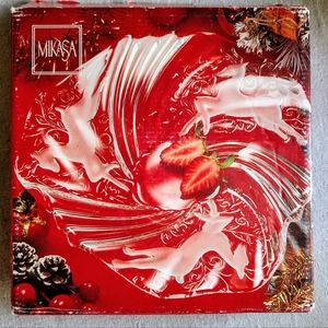 Mikasa Crystal Glass Christmas Reindeer Candy Dish 9"